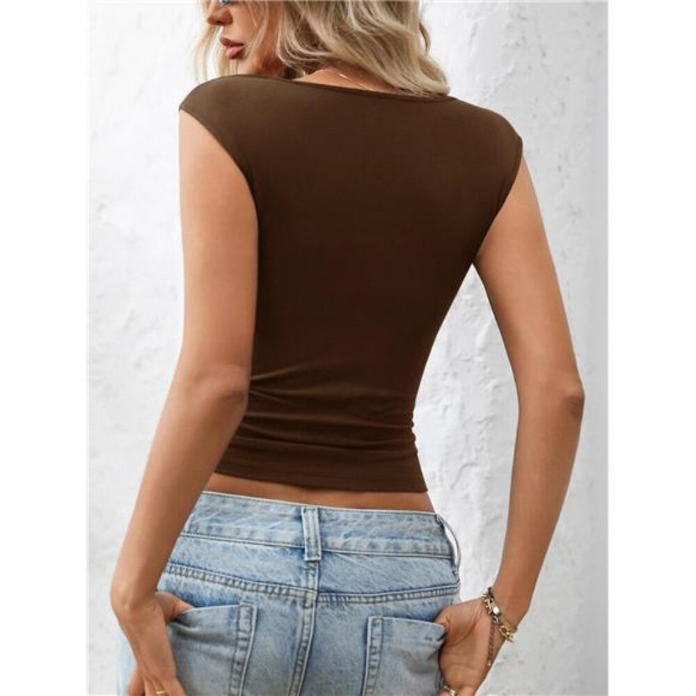 Women's Square Neck Tank Tops Basic Fitted Cami Summer Going Out Top - Picture 5 of 7